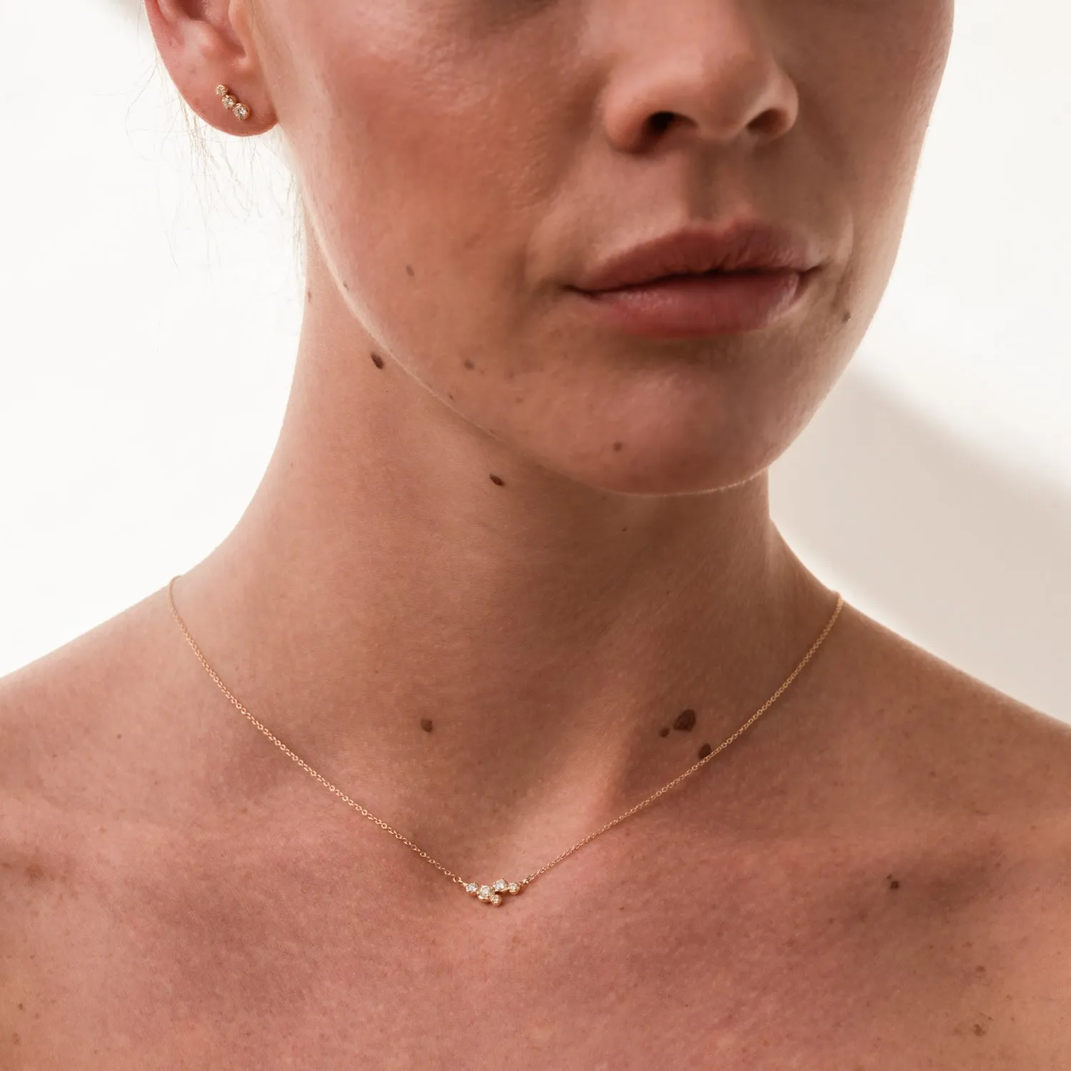 14k Gold Stargazer Five Diamond Pendant