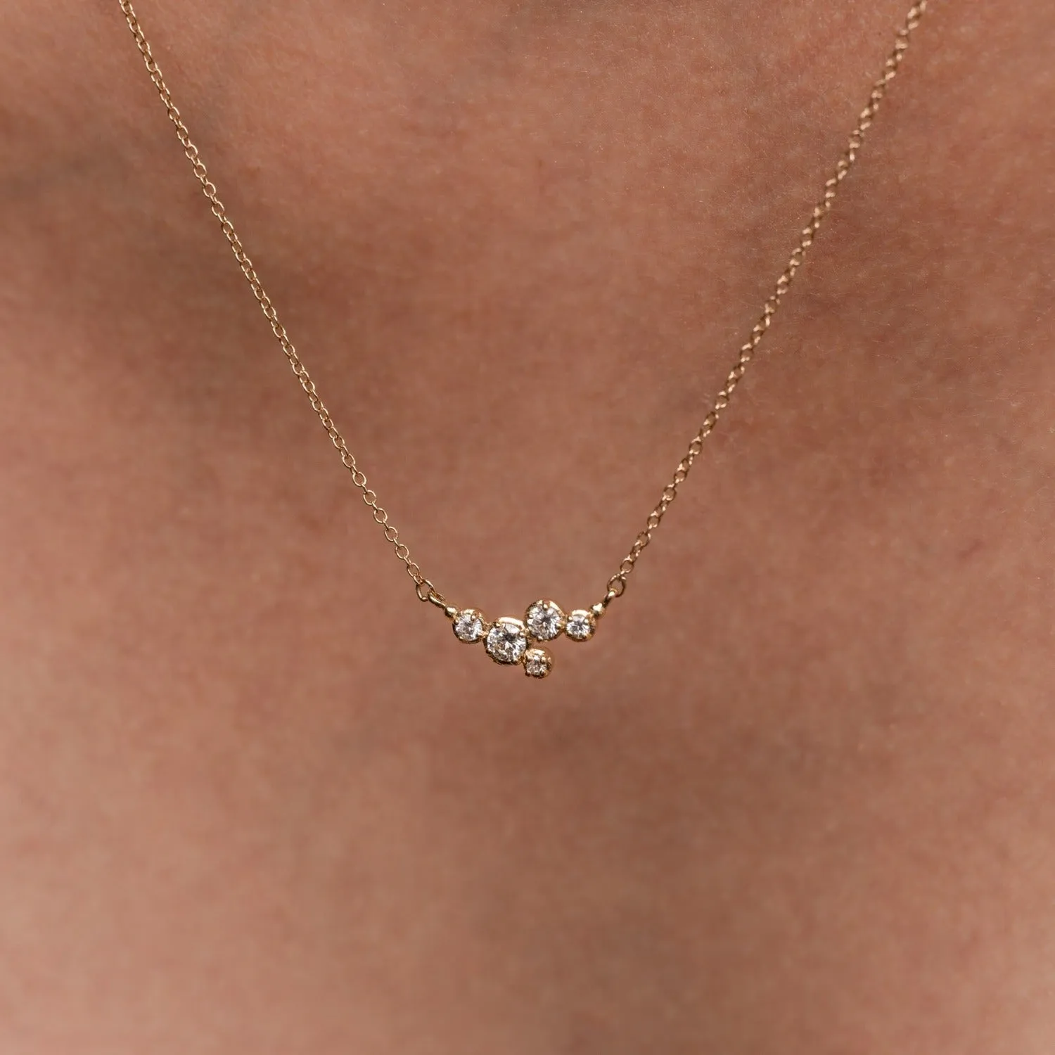 14k Gold Stargazer Five Diamond Pendant