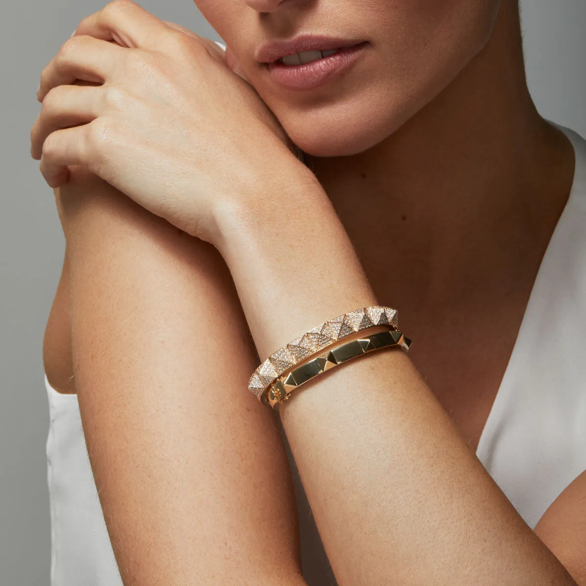 14KT Yellow Gold Diamond Harlow Spike Bangle Bracelet