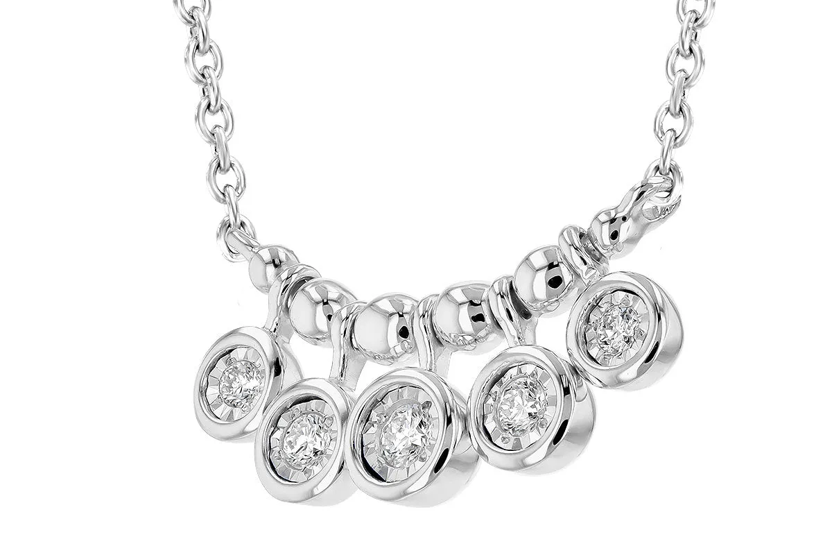 14KW Beaded Diamond Dangle Necklace (18 inches)