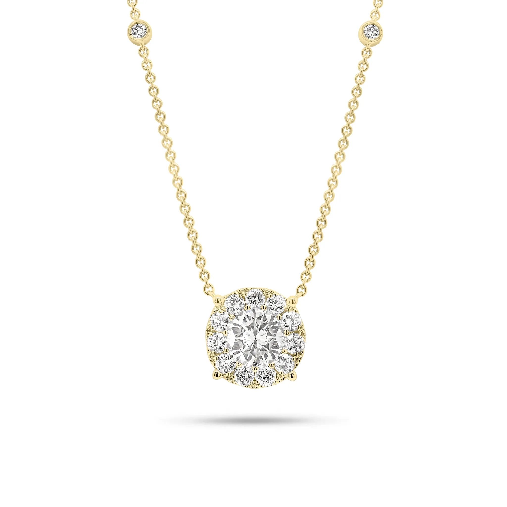 1.65 ct Halo Diamond Pendant with Diamond Chain