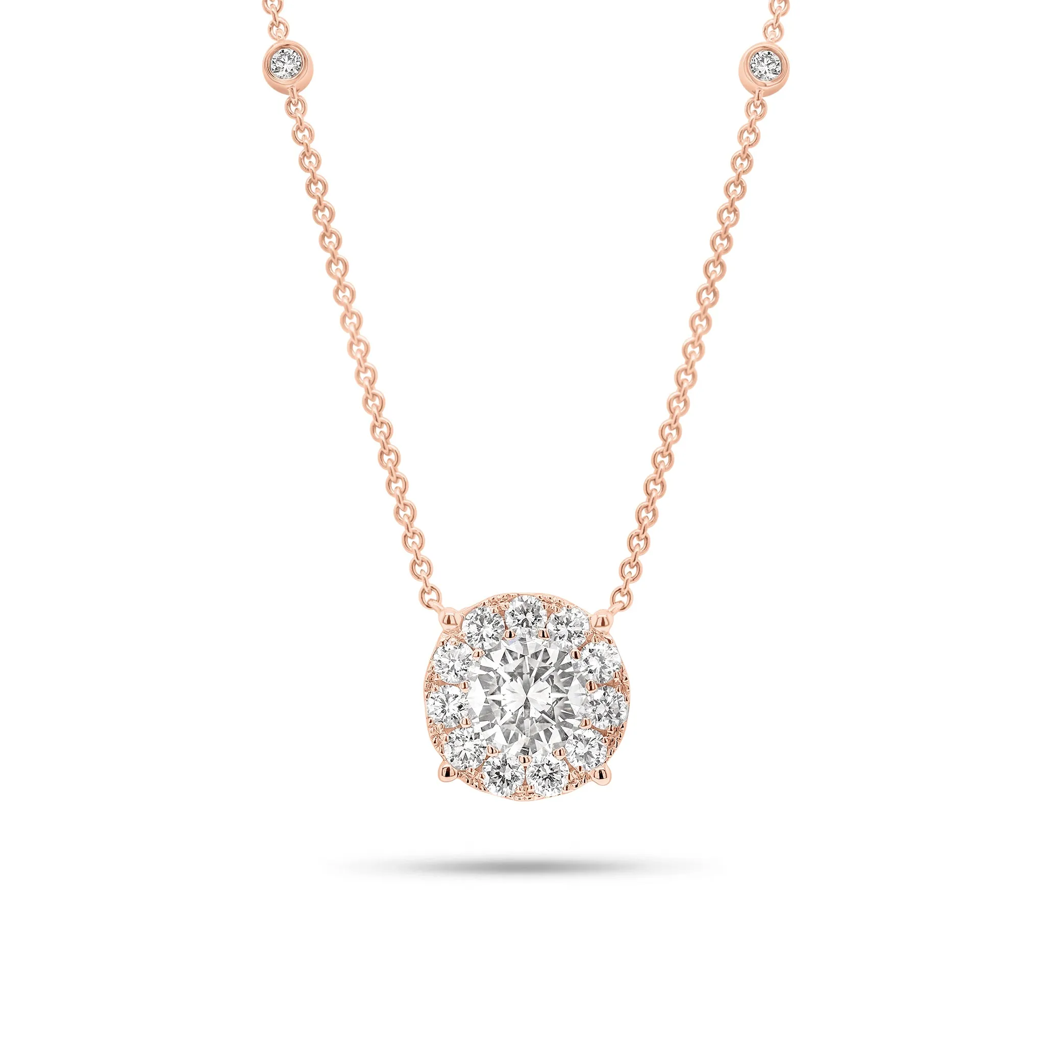 1.65 ct Halo Diamond Pendant with Diamond Chain