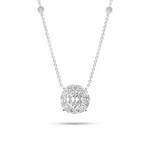 1.65 ct Halo Diamond Pendant with Diamond Chain