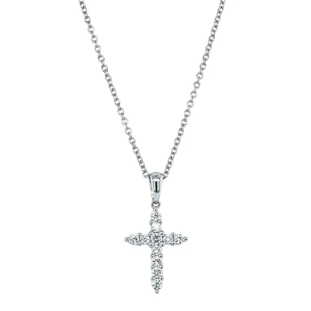 18ct White Gold .20ct Diamond Cross Pendant