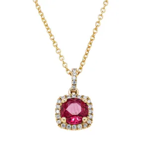 18ct Yellow Gold .96ct Ruby & Diamond Peony Pendant