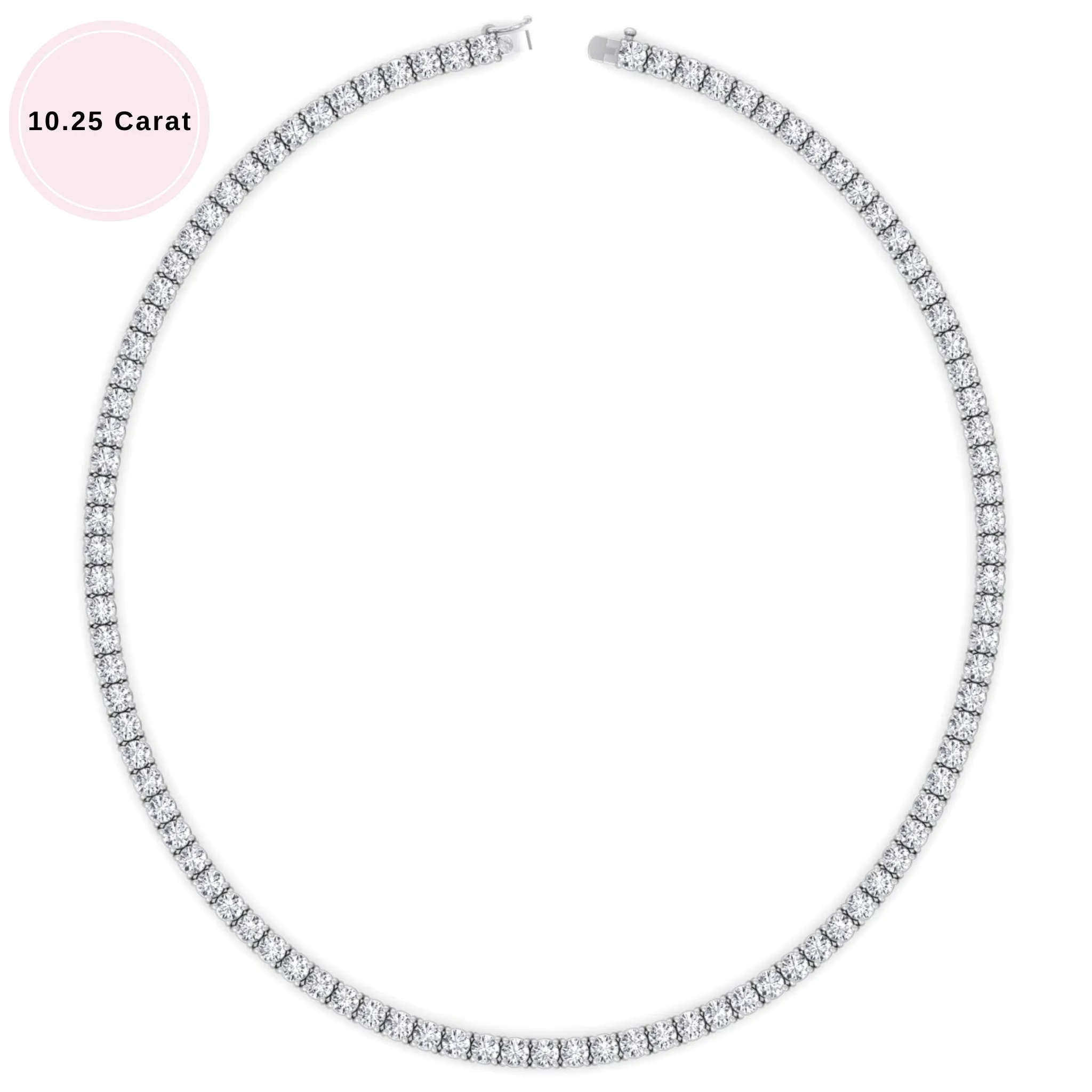 4-Prong Natural Diamond Tennis Necklace - 14K Solid Gold