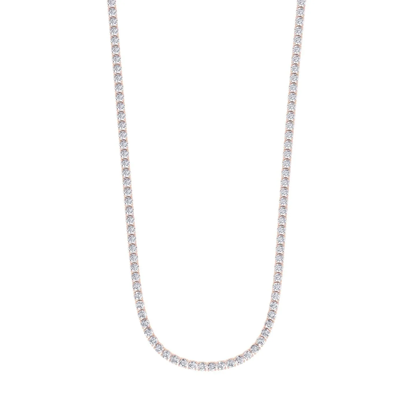 4-Prong Natural Diamond Tennis Necklace - 14K Solid Gold