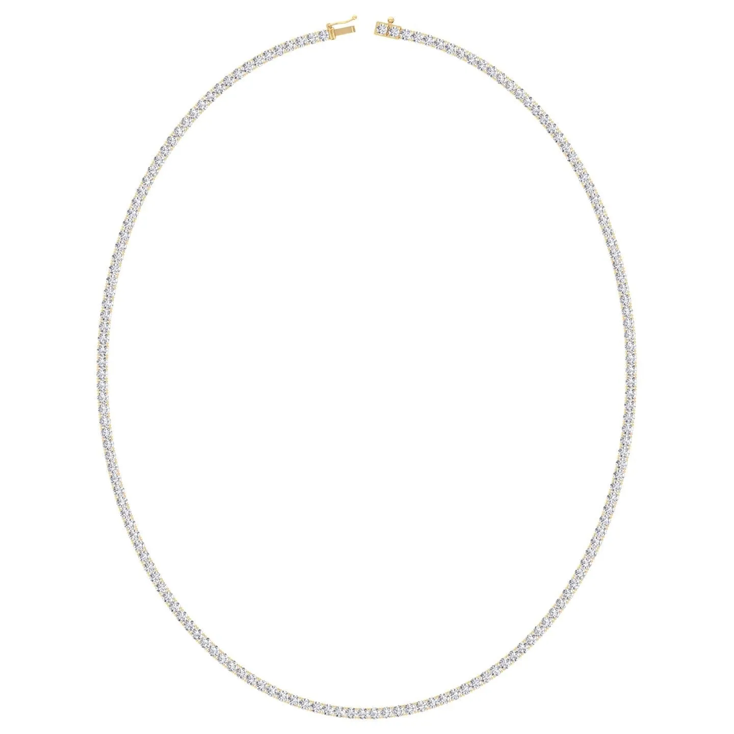 4-Prong Natural Diamond Tennis Necklace - 14K Solid Gold