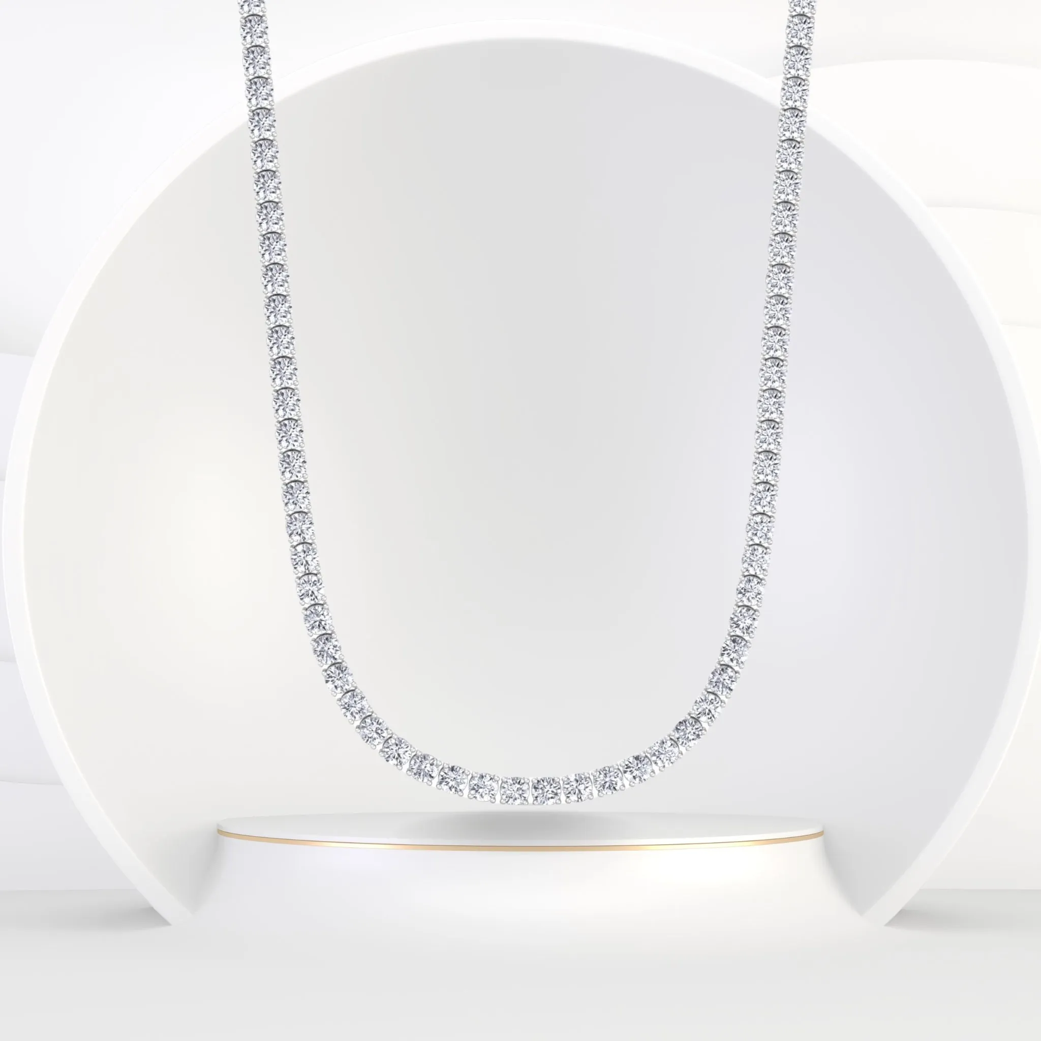 4-Prong Natural Diamond Tennis Necklace - 14K Solid Gold