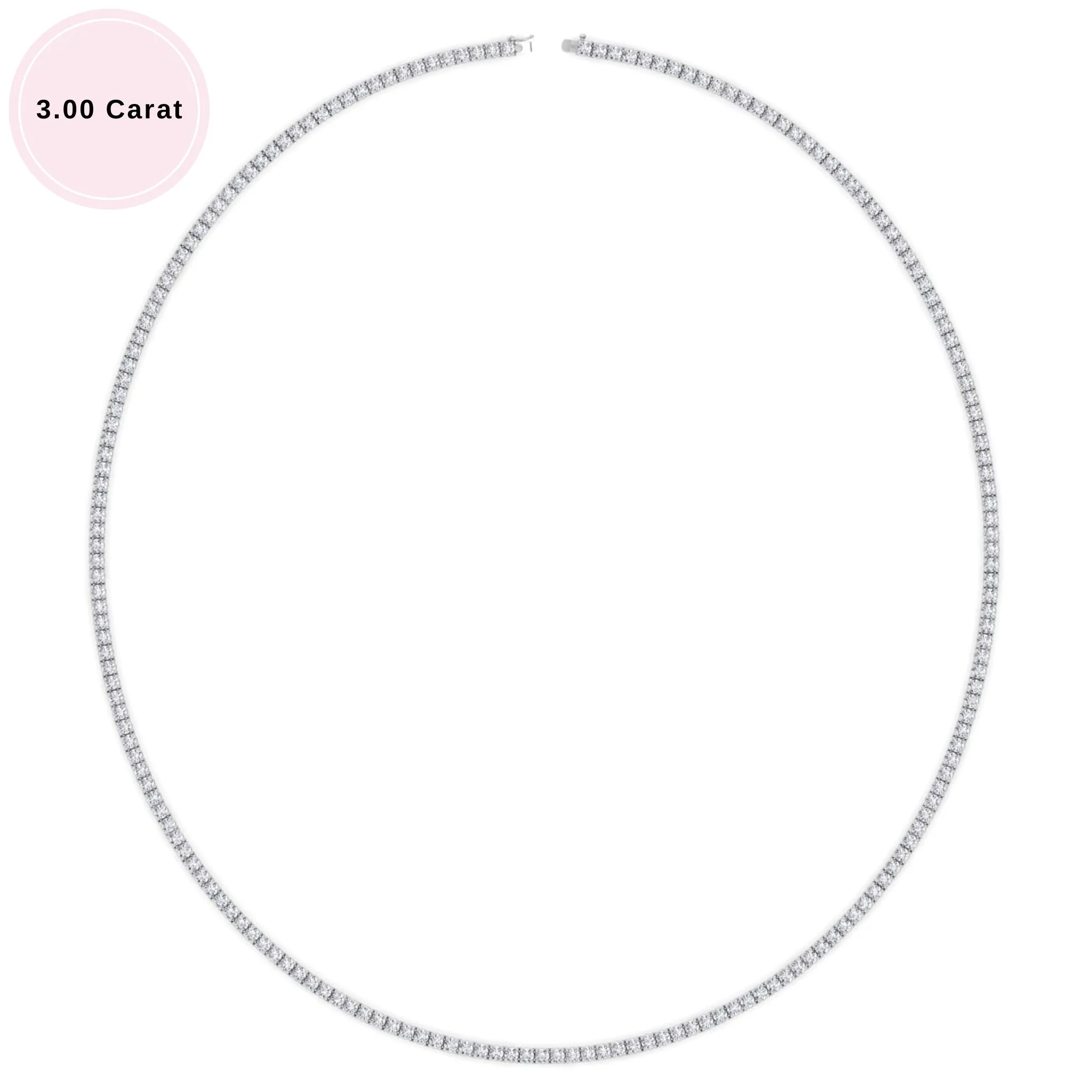 4-Prong Natural Diamond Tennis Necklace - 14K Solid Gold