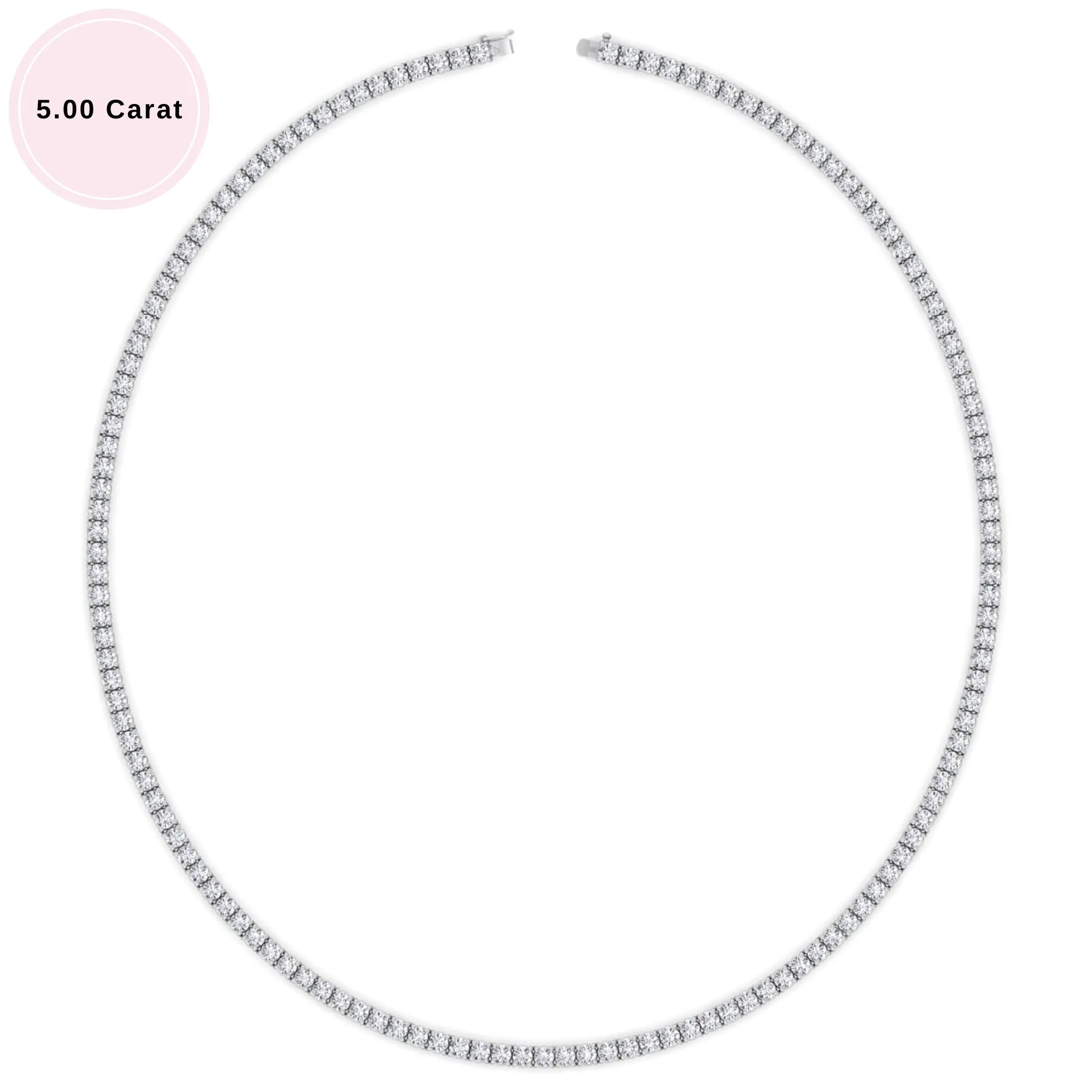 4-Prong Natural Diamond Tennis Necklace - 14K Solid Gold