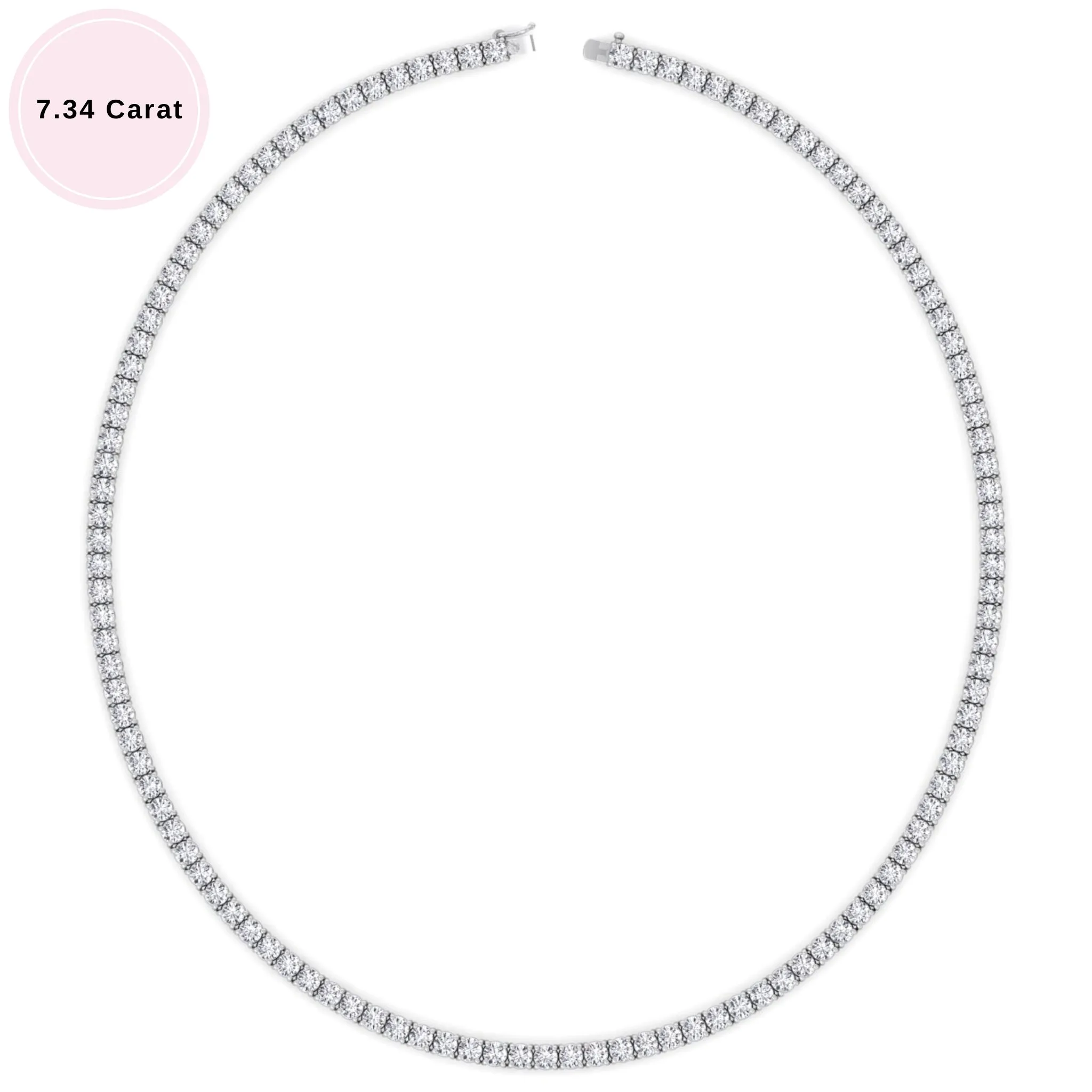4-Prong Natural Diamond Tennis Necklace - 14K Solid Gold