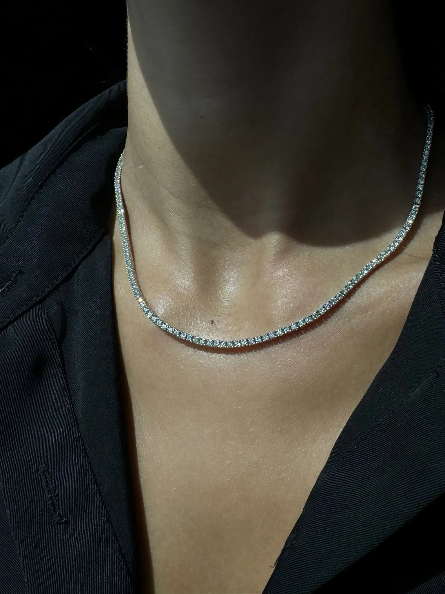 4-Prong Natural Diamond Tennis Necklace - 14K Solid Gold