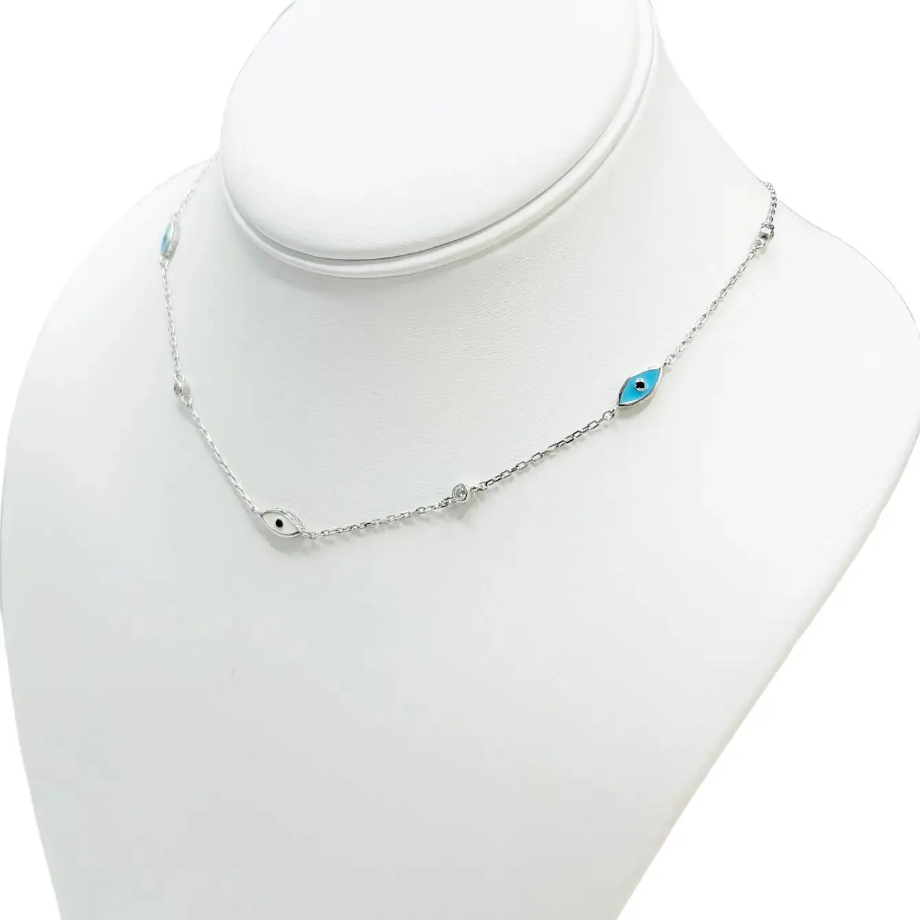 925 Sterling Silver Oval Evil Eye Necklace