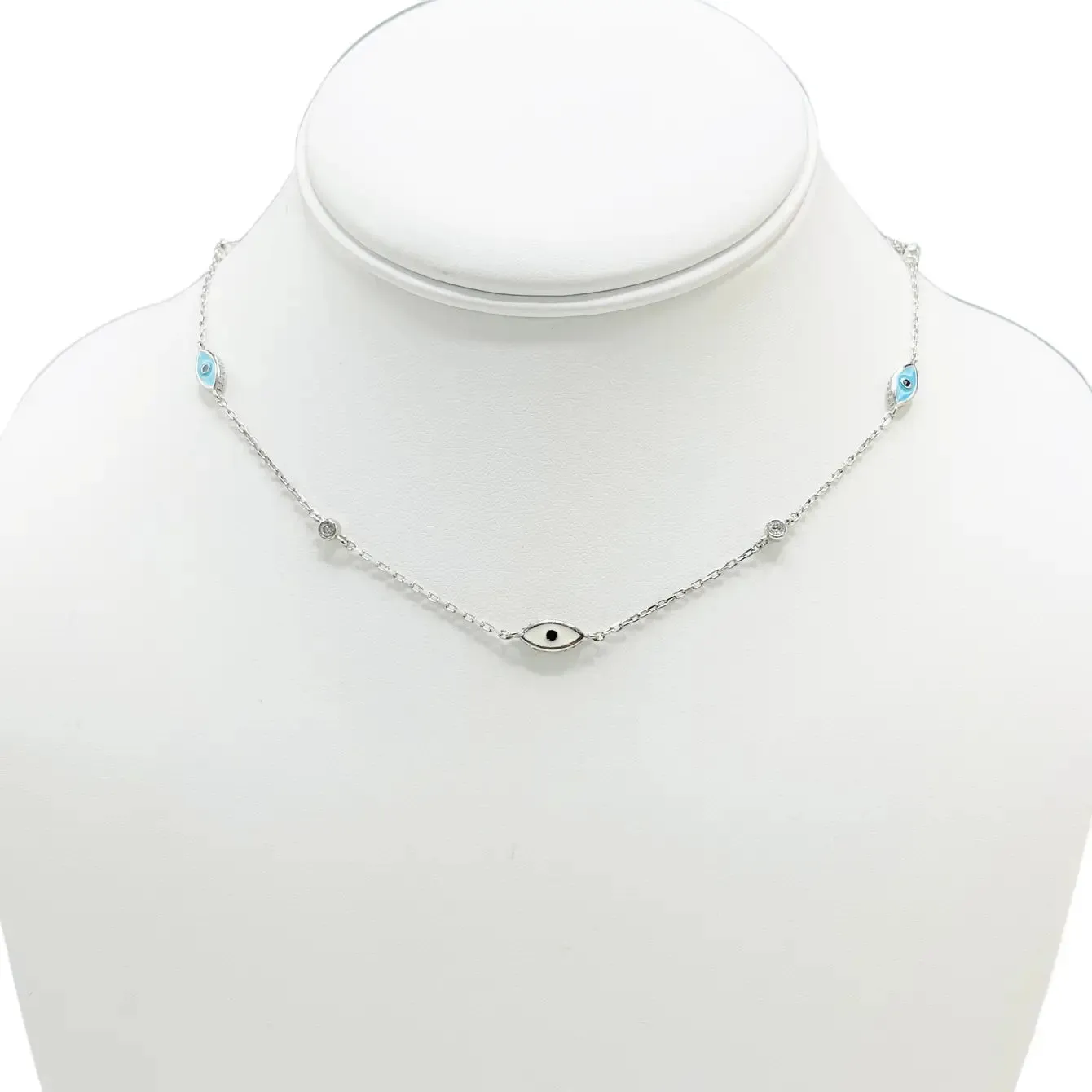 925 Sterling Silver Oval Evil Eye Necklace