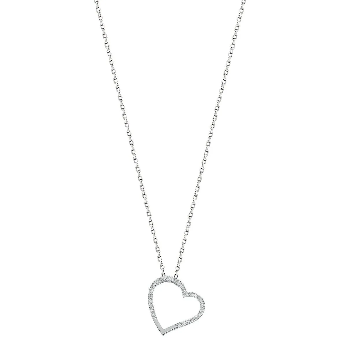 9ct White Gold 0.12ct Diamond Heart Necklace