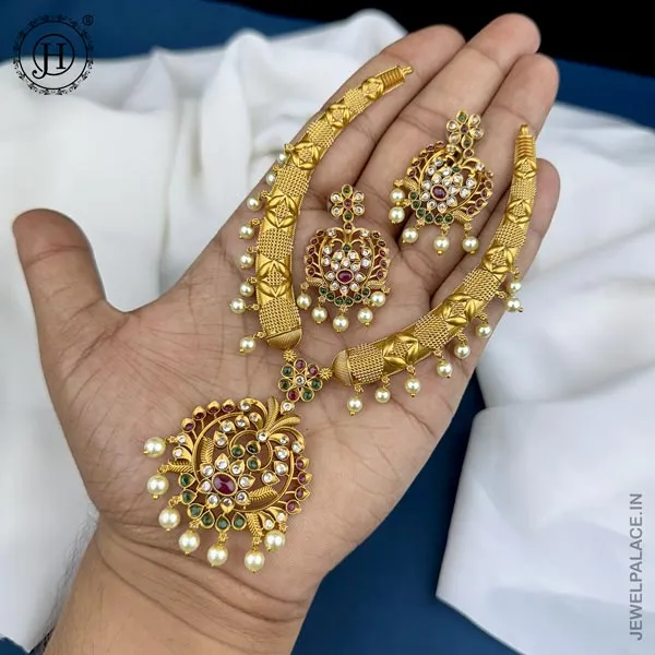 Antique stone necklace and earring latest collection of stone necklace