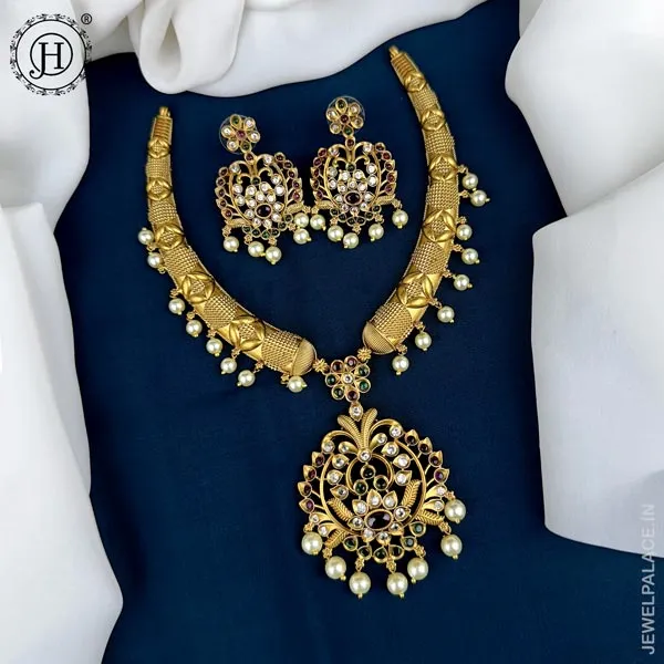 Antique stone necklace and earring latest collection of stone necklace
