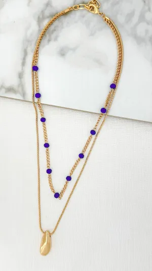 Beaded Layered Necklace - Gold
