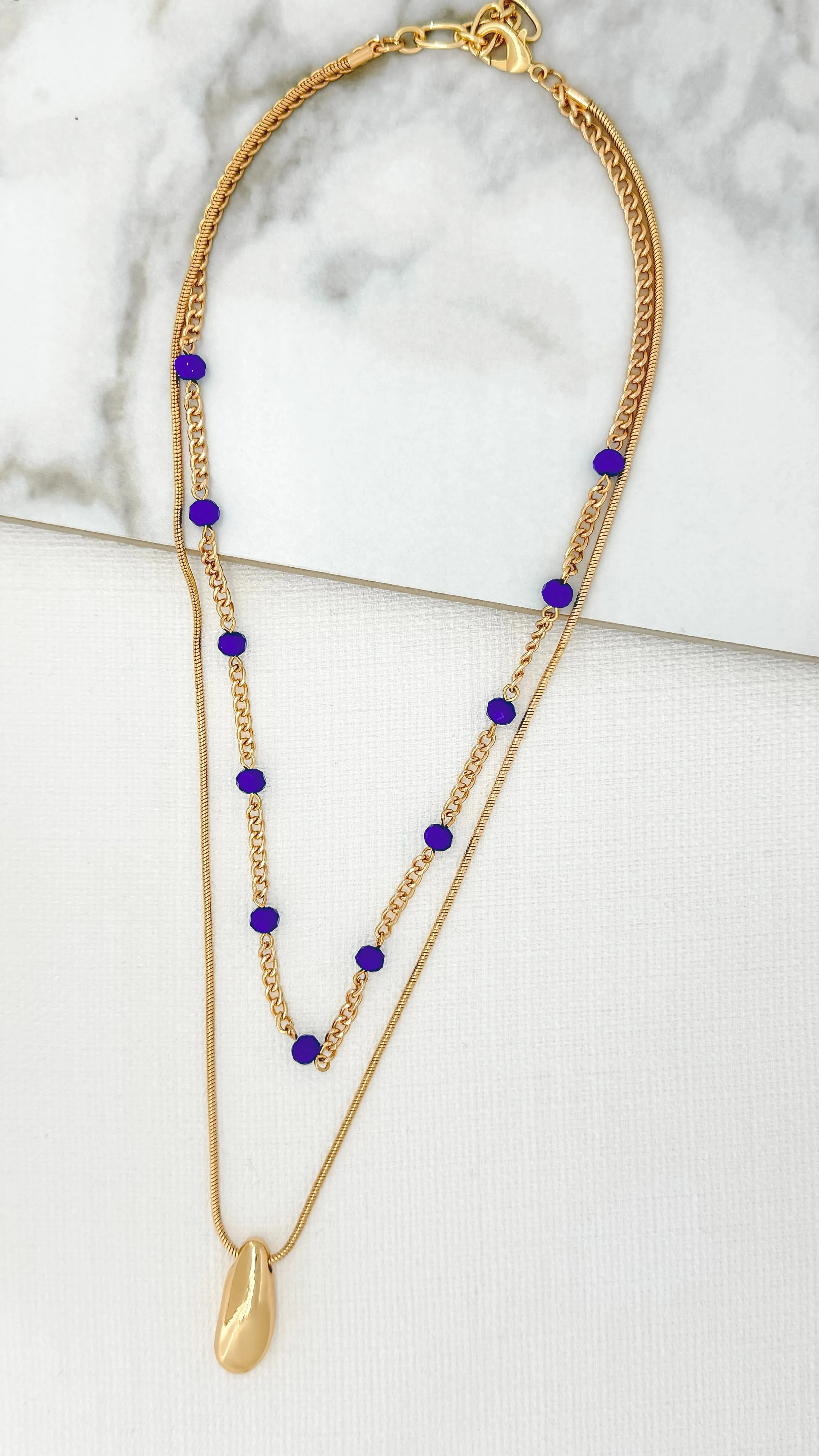 Beaded Layered Necklace - Gold
