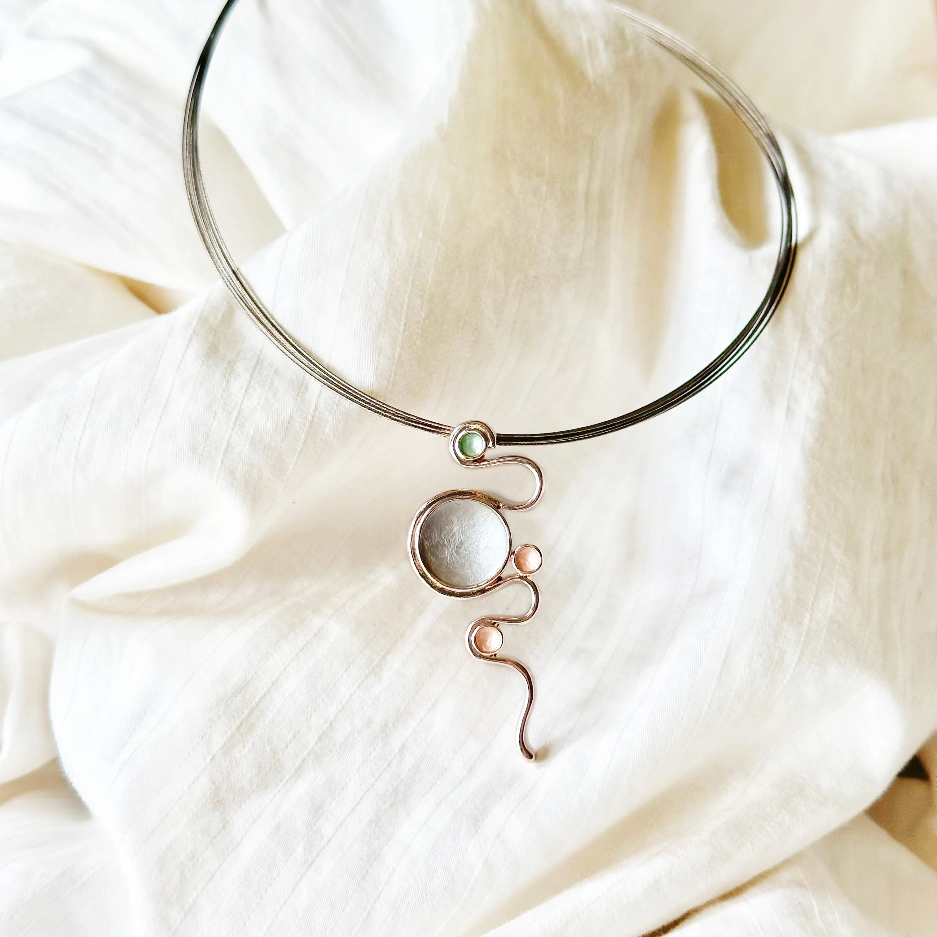 Boho Style Green Gray Serpentine Necklace