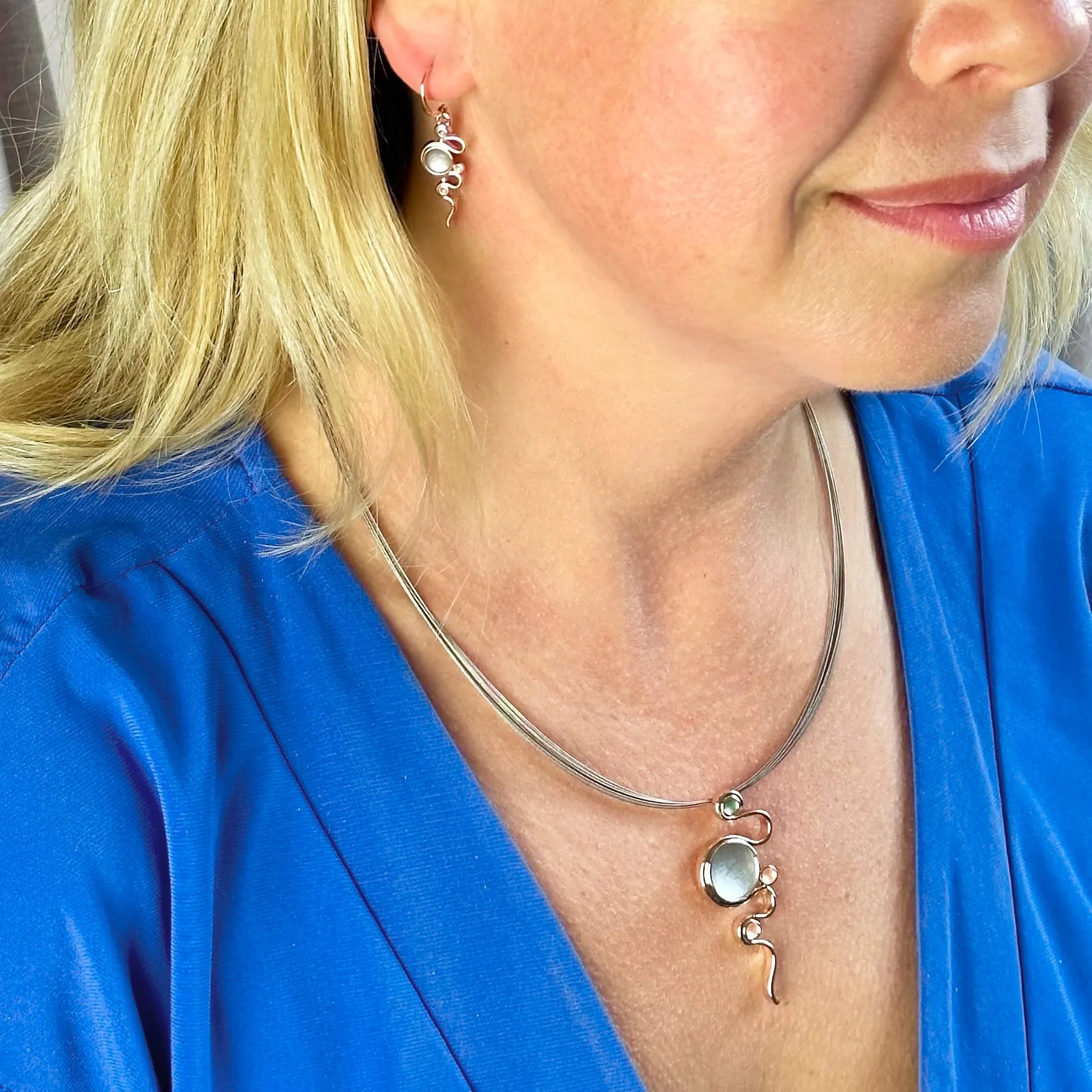Boho Style Green Gray Serpentine Necklace