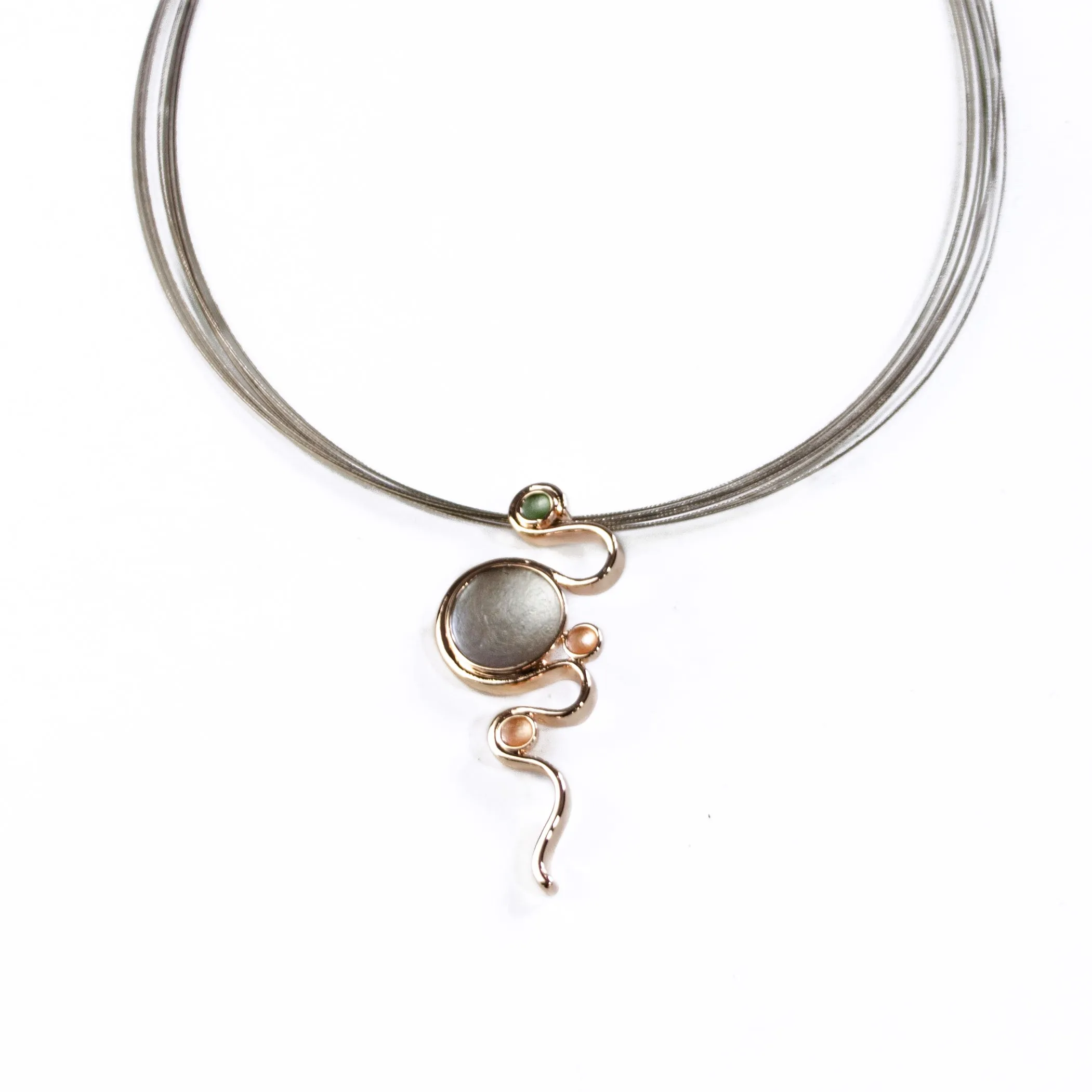 Boho Style Green Gray Serpentine Necklace