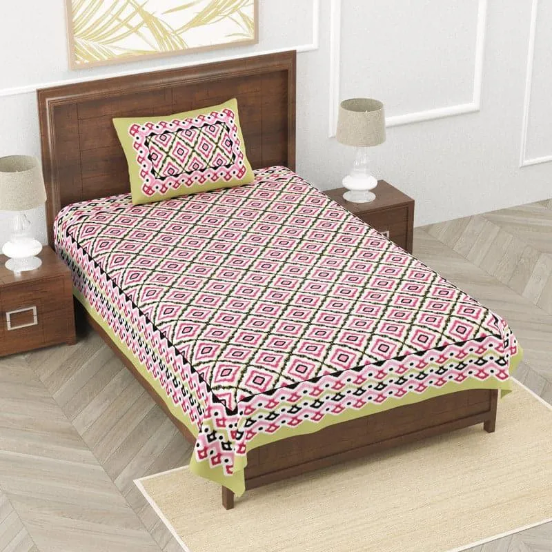 Ceyda Printed Bedsheet - Pink