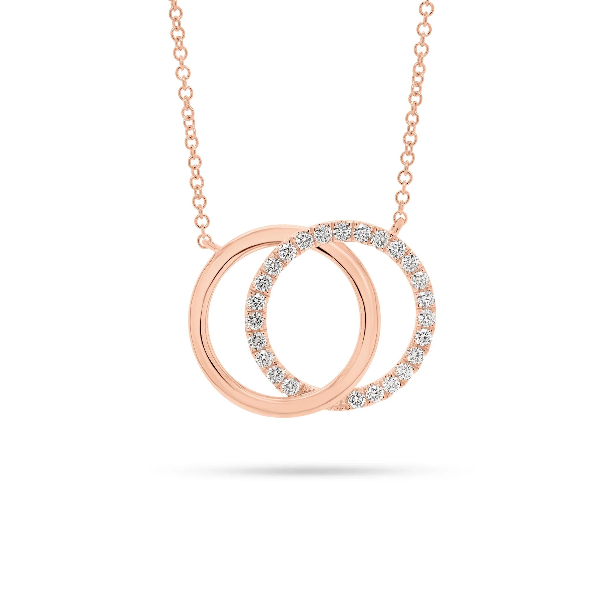 Diamond & Gold Interlocking Circles Necklace