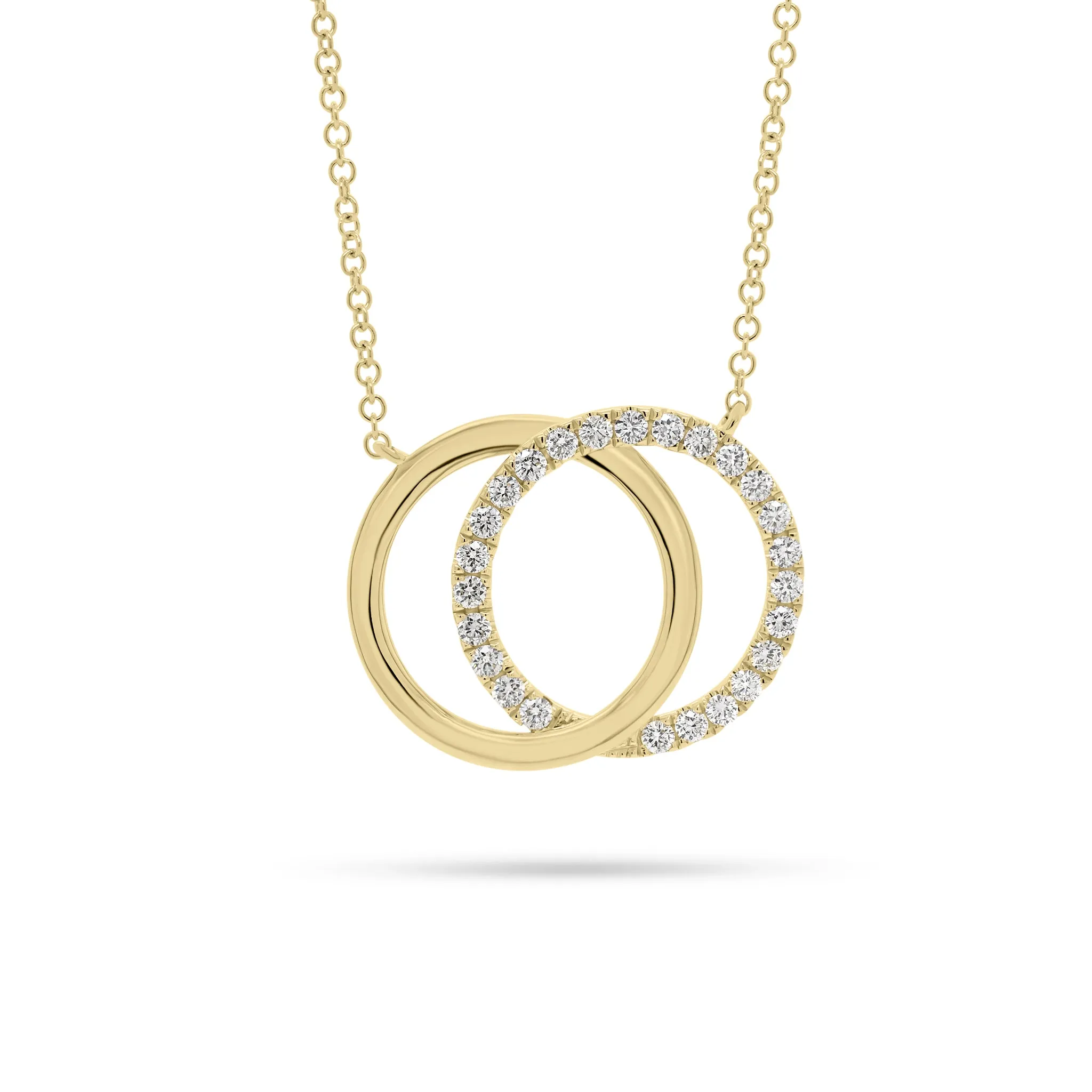 Diamond & Gold Interlocking Circles Necklace