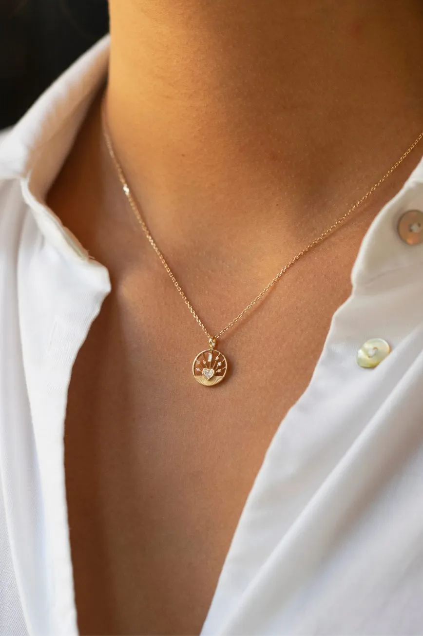 Diamond Dream Maker Heart Round Open Chain Necklace - Diamonds and Yellow Gold
