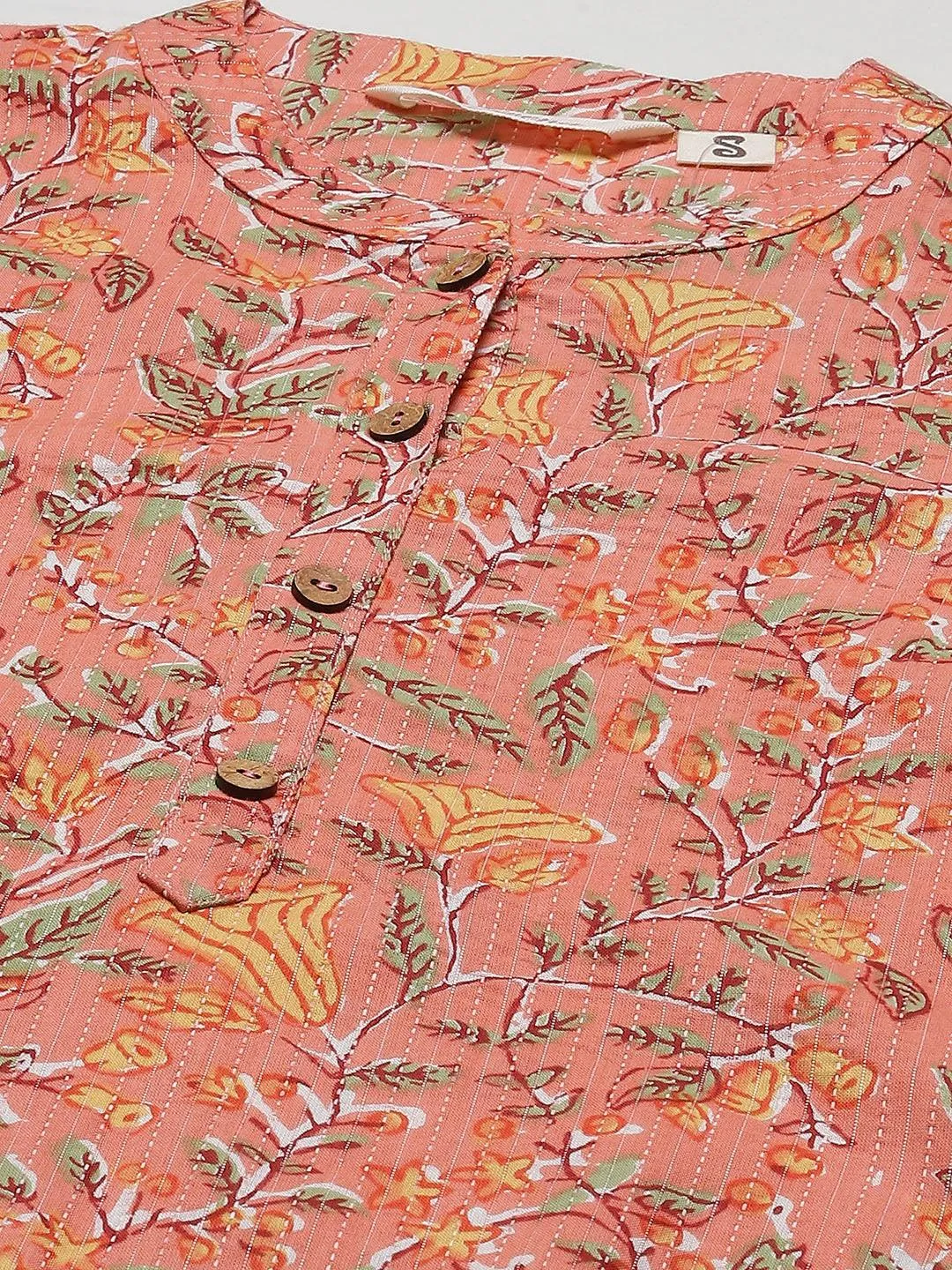 Divena Pink Printed Cotton Straight Kurta