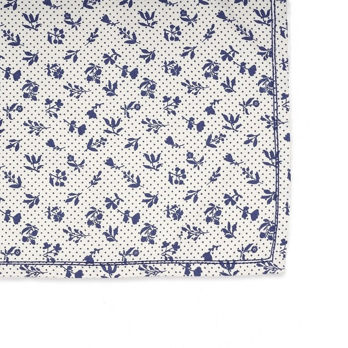 DOMINOTERIE Indigo blue Printed Kitchen Towel, small floral pattern, 100% cotton, size 20"X28"