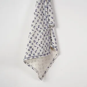 DOMINOTERIE Indigo blue Printed Kitchen Towel, small floral pattern, 100% cotton, size 20"X28"