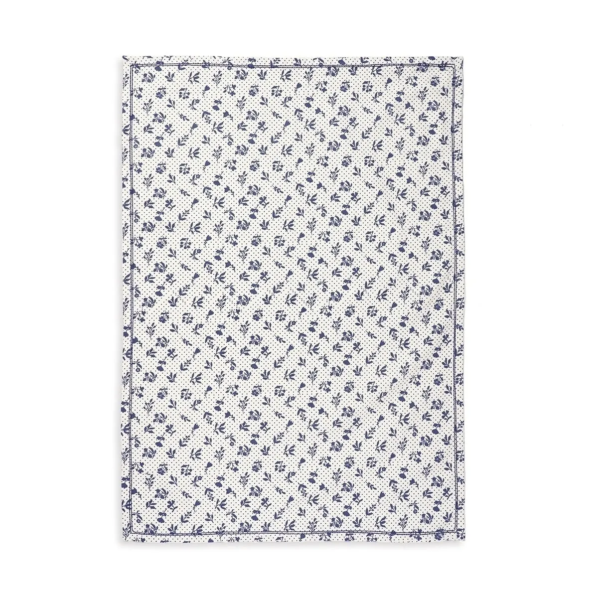 DOMINOTERIE Indigo blue Printed Kitchen Towel, small floral pattern, 100% cotton, size 20"X28"