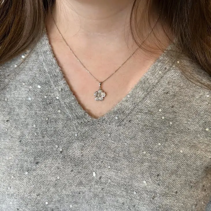 Estate 0.50 CTW Diamond Flower Pendant