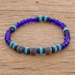 Handmade Unisex Beaded Bracelet - Bold Frontier | NOVICA