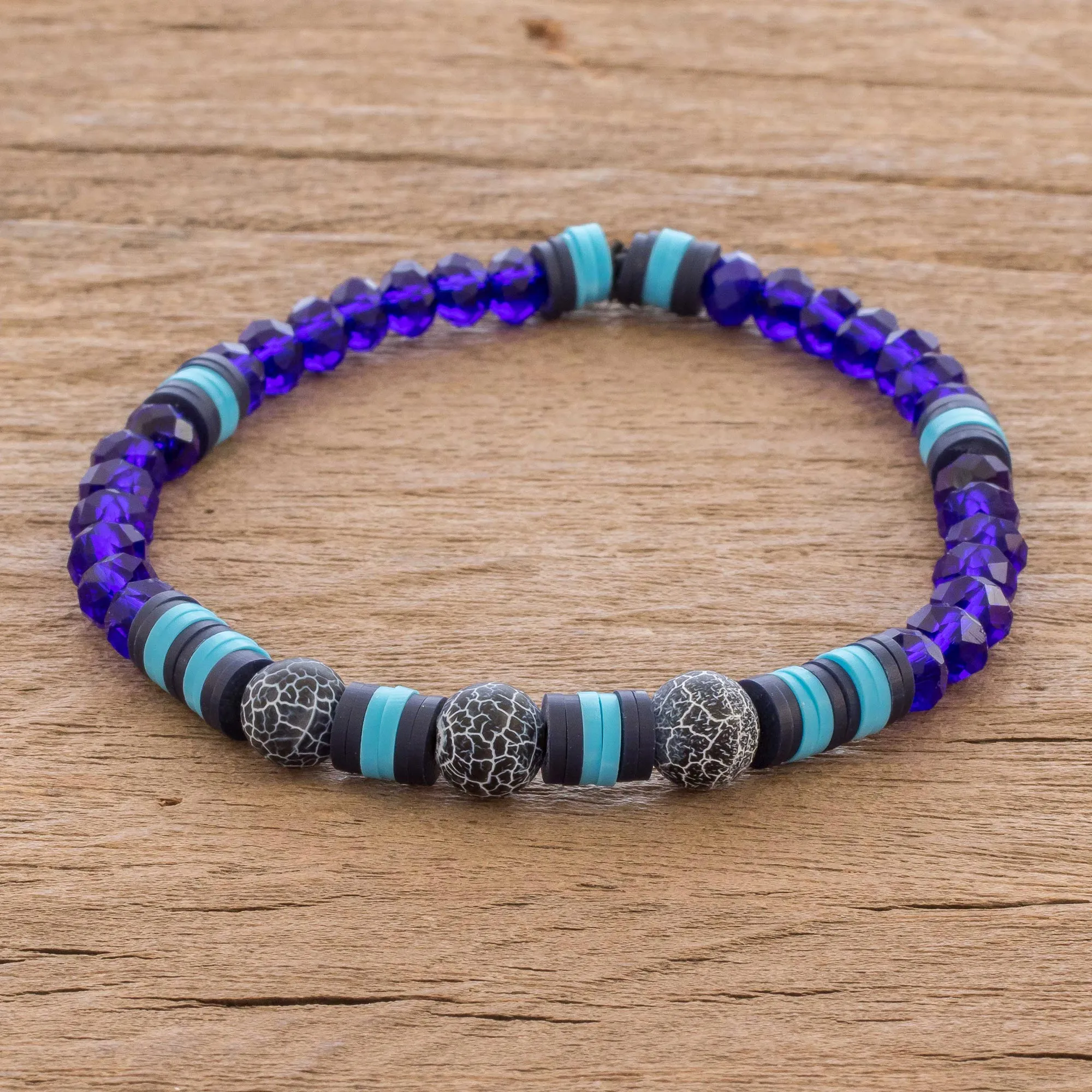 Handmade Unisex Beaded Bracelet - Bold Frontier | NOVICA