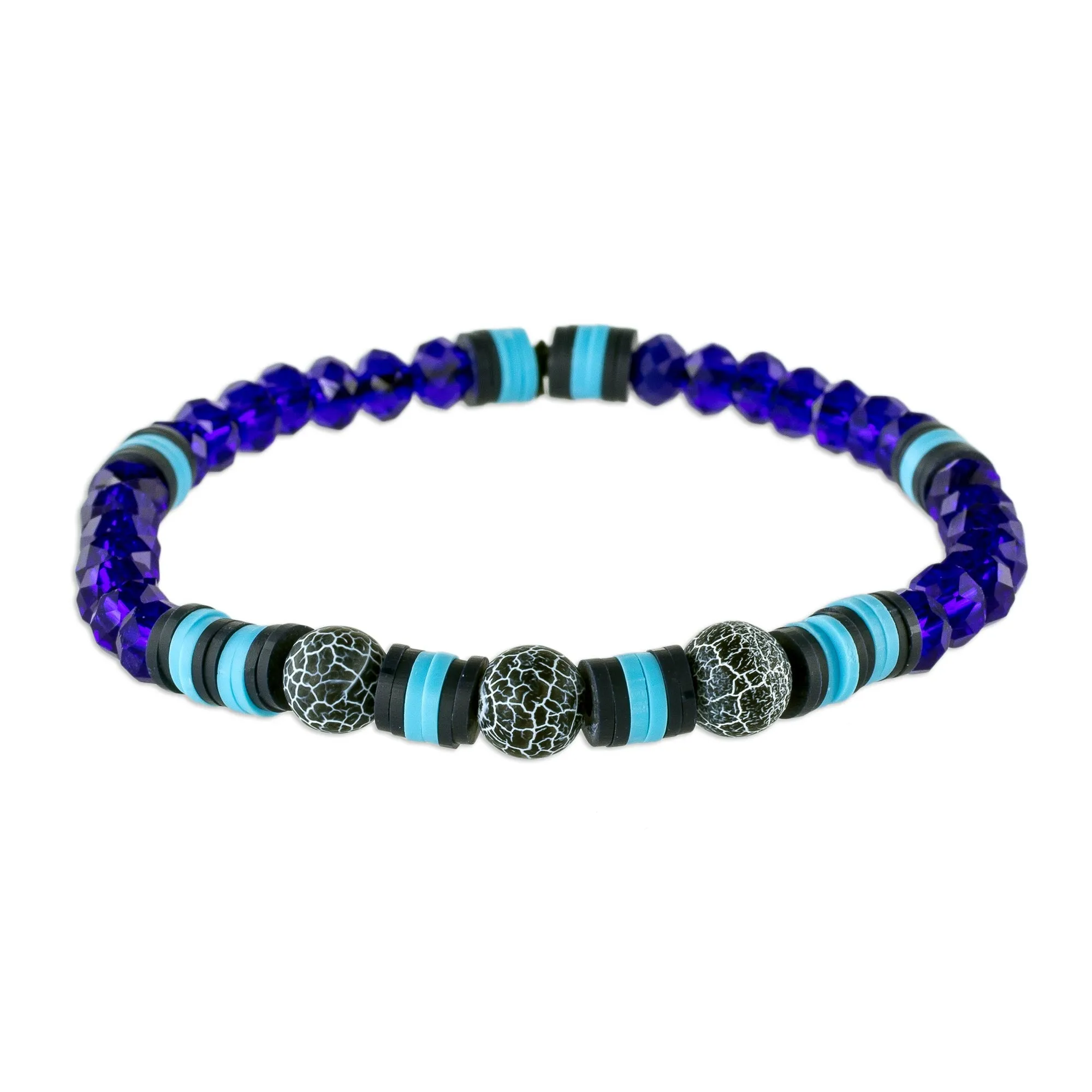 Handmade Unisex Beaded Bracelet - Bold Frontier | NOVICA