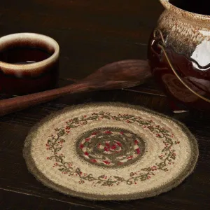 Holly Berry Jute Stencil Trivet 8" VHC Brands