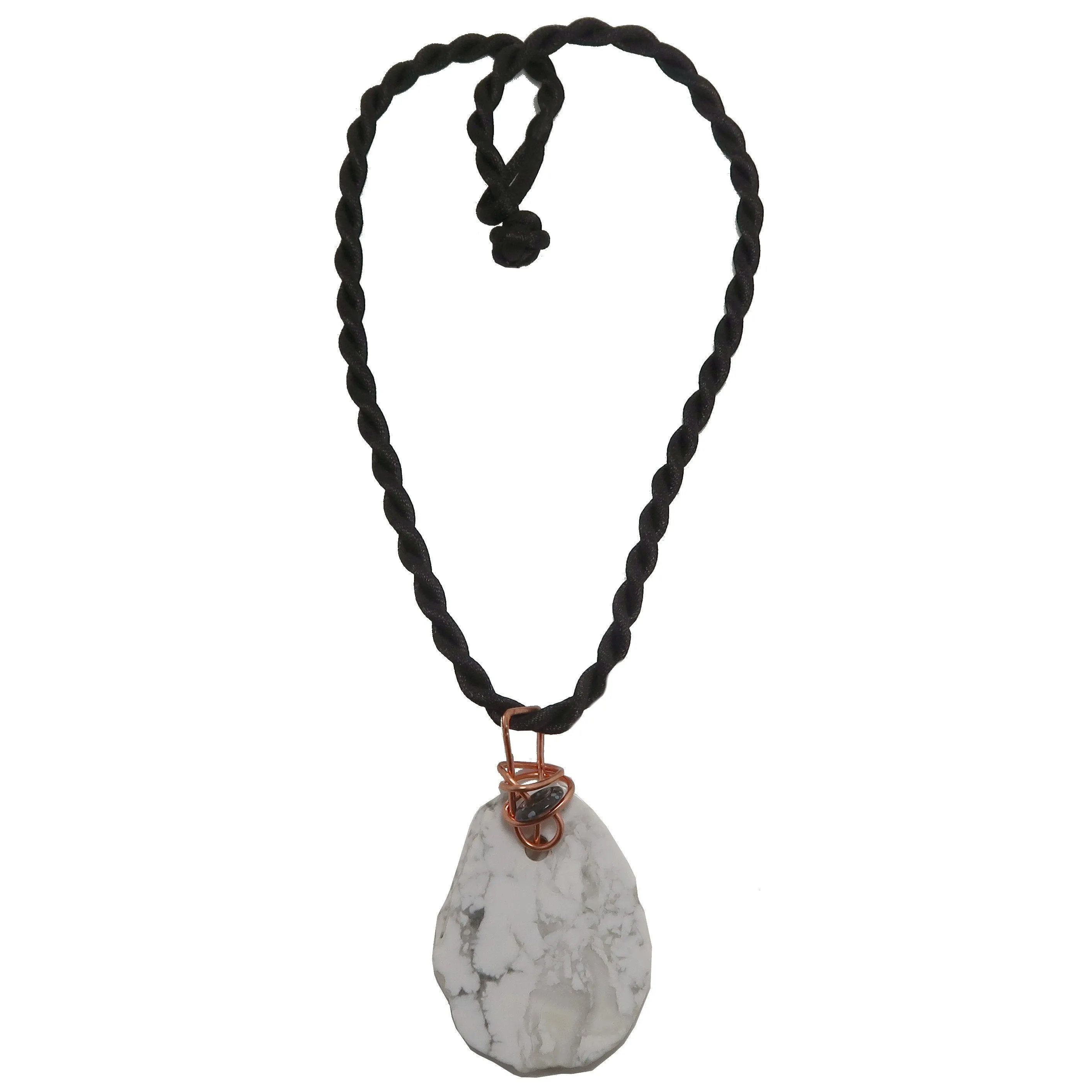 Howlite Necklace Soothing White Snow and Snowflake Obsidian