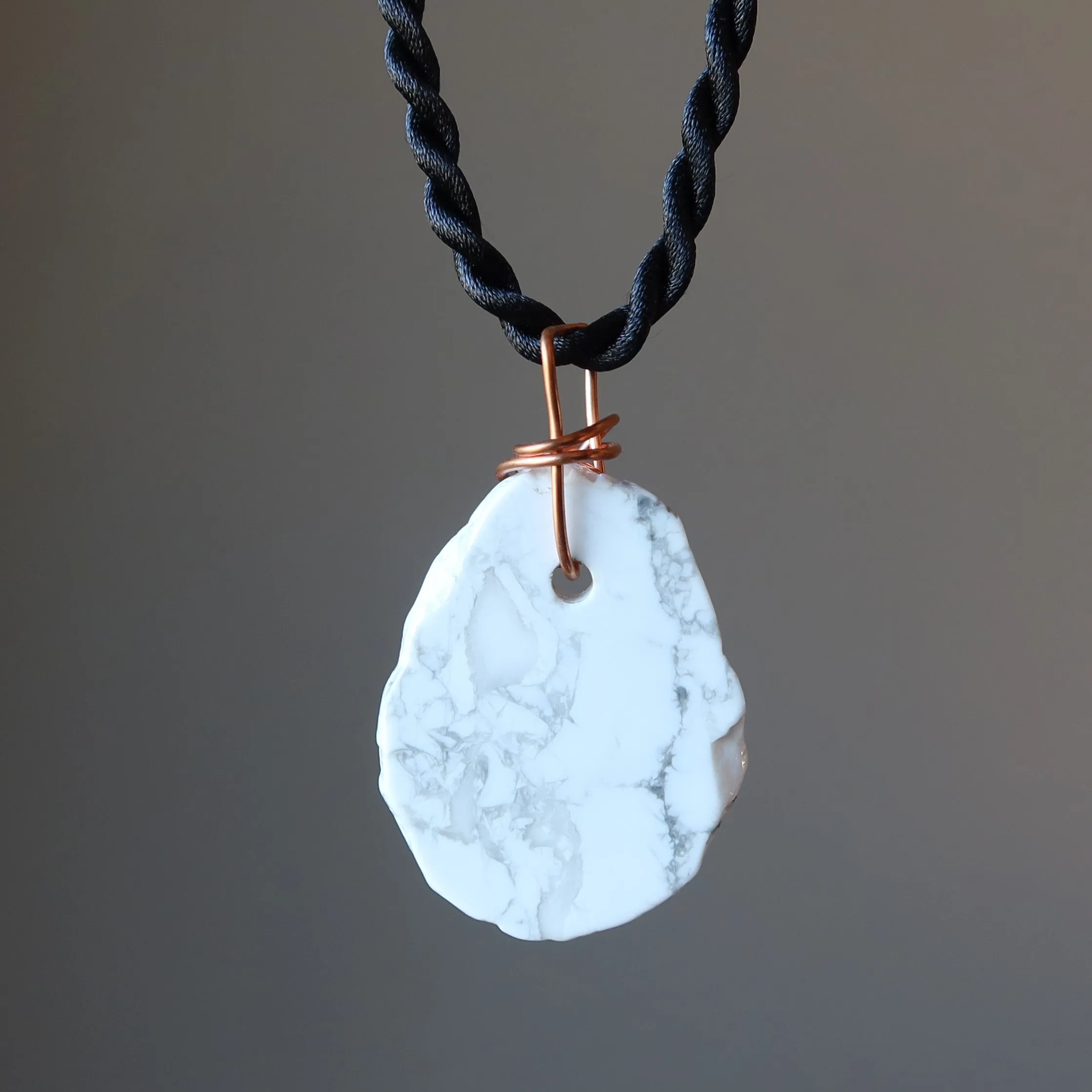 Howlite Necklace Soothing White Snow and Snowflake Obsidian