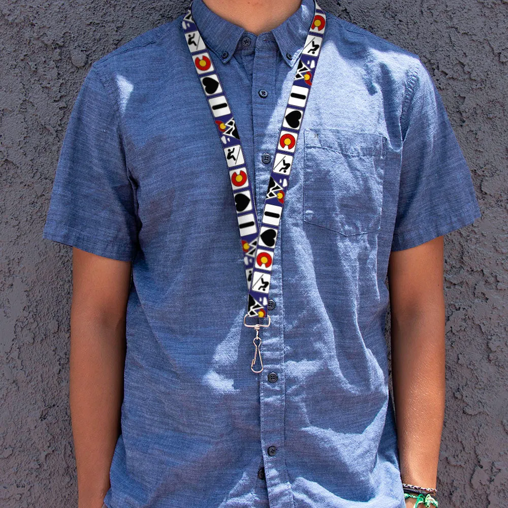 Lanyard - 1.0" - I HEART COLORADO SKIING Logos/Mountain