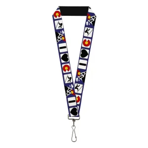 Lanyard - 1.0" - I HEART COLORADO SKIING Logos/Mountain