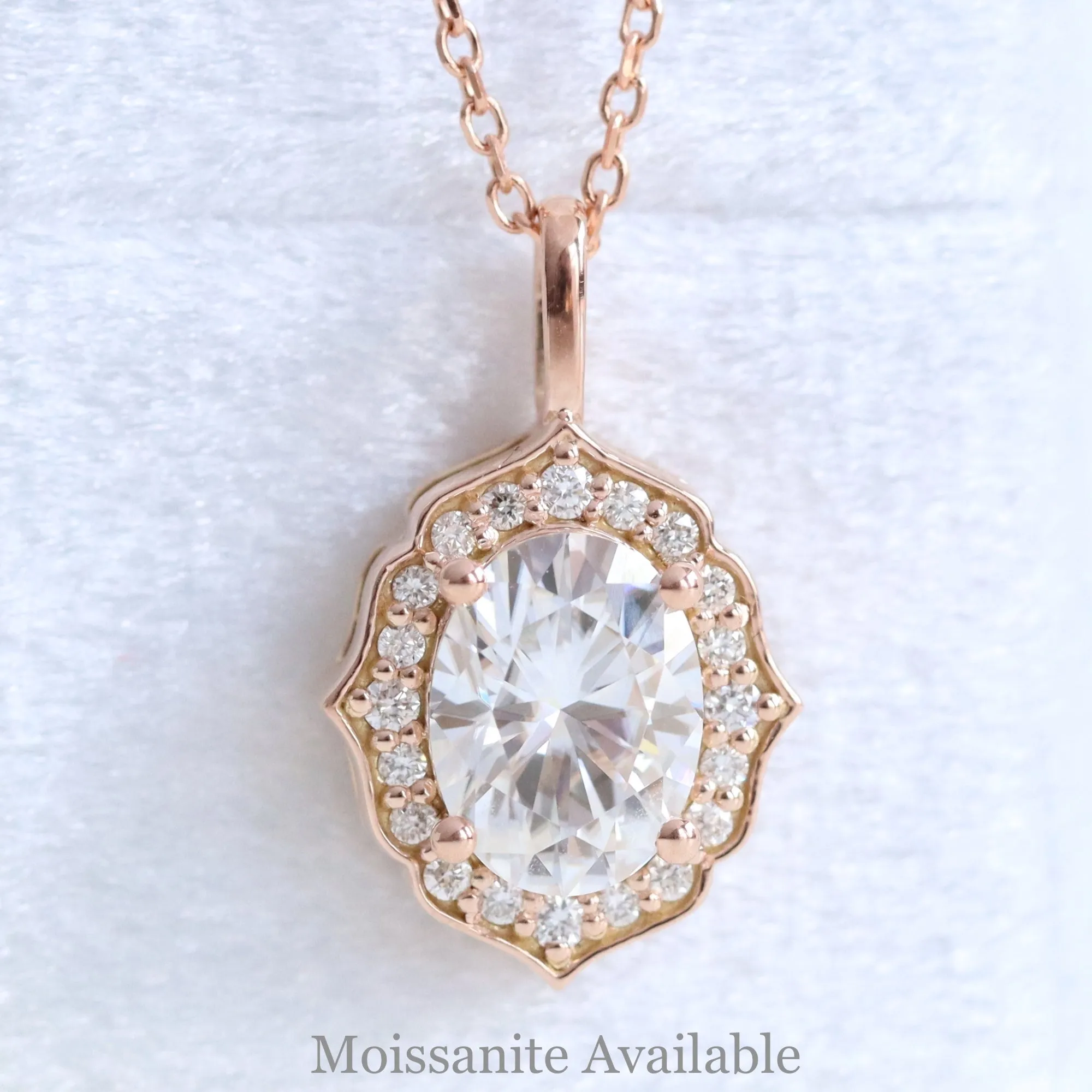 Oval Black Diamond Necklace in 14k Gold Vintage Halo Diamond Pendant