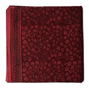 Precut 0.75 meters -Red & Maroon Bagh Hand Block Printed Cotton Fabric