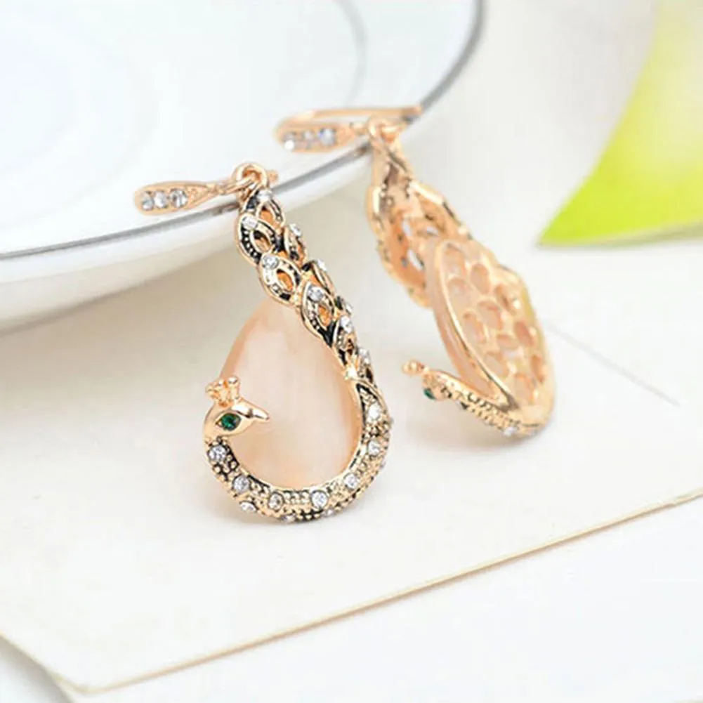 Rose Gold Water Drop Rhinestone Jewelry Set