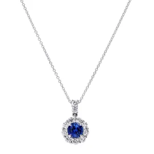 Sapphire & Diamond Halo Necklace by Simon G