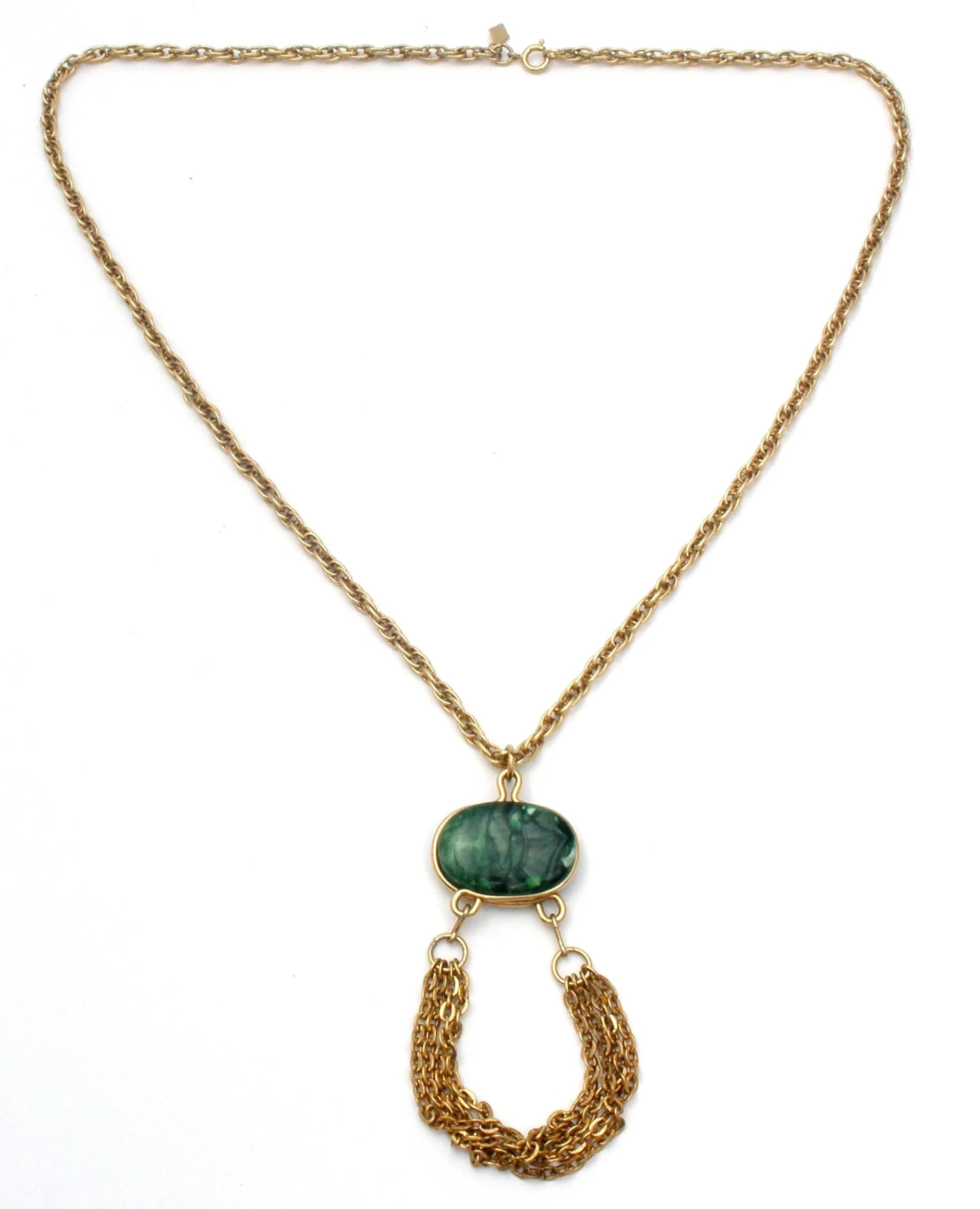 Sarah Coventry Necklace with Green Stone