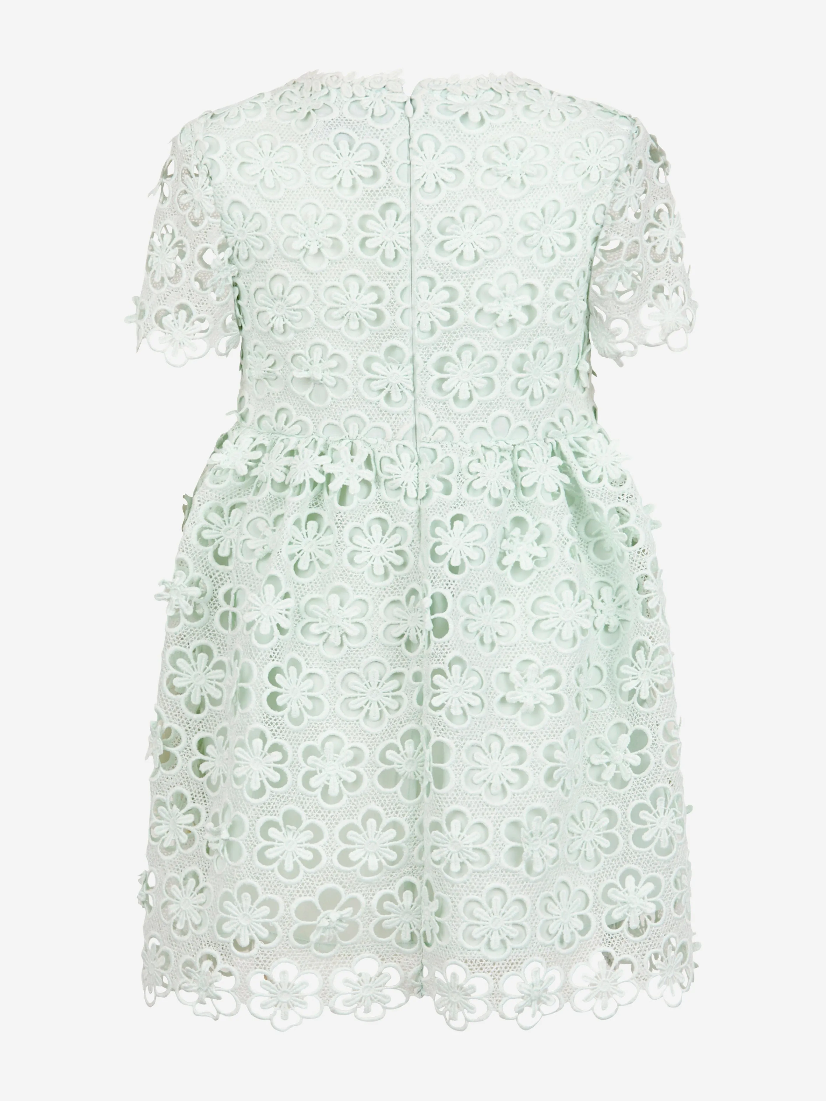 Self Portrait Girls Floral Lace Dress in Green